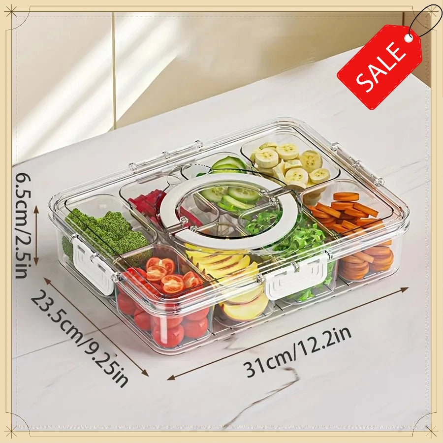 8 Grid Snack Box With Lid Portable Travel Charcuterie Board Refrigerator Food Storage Organizer Container