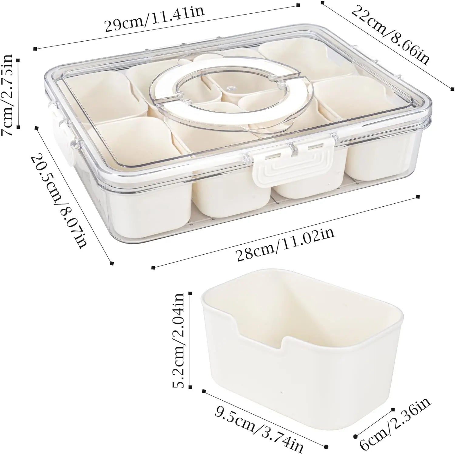8 Grid Snack Box With Lid Portable Travel Charcuterie Board Refrigerator Food Storage Organizer Container