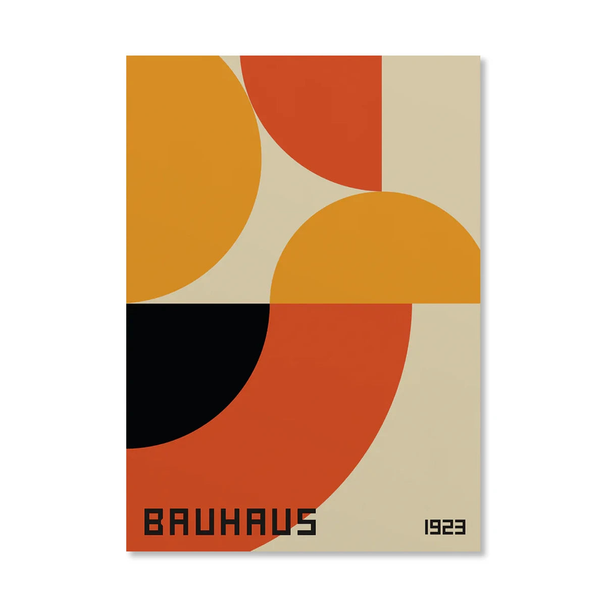 Abstract Orange Bauhaus Geometric Poster Pop Art Sunrise & Bicycle Wall Art Prints for Modern Living Room Dormitory Home Decor