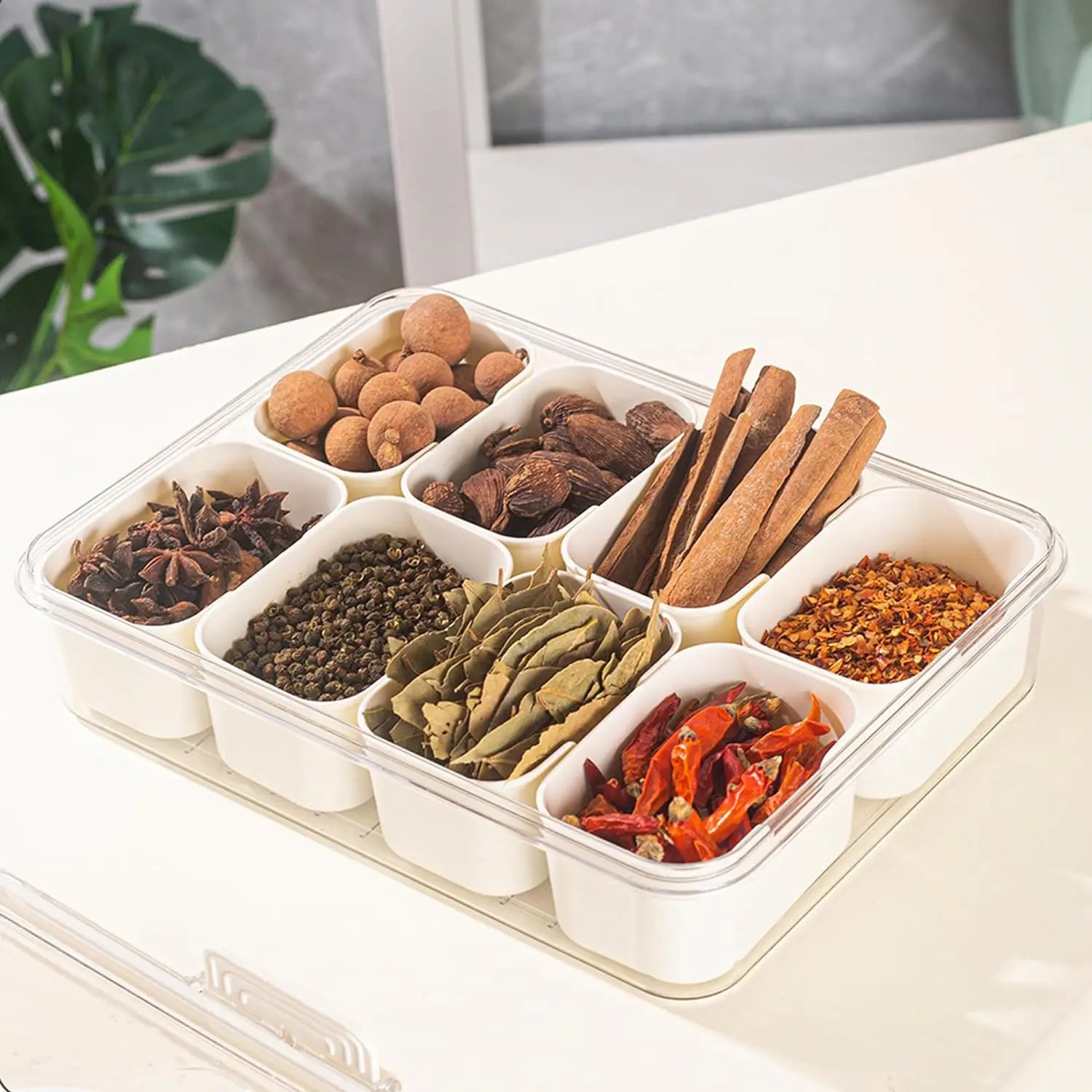 8 Grid Snack Box With Lid Portable Travel Charcuterie Board Refrigerator Food Storage Organizer Container