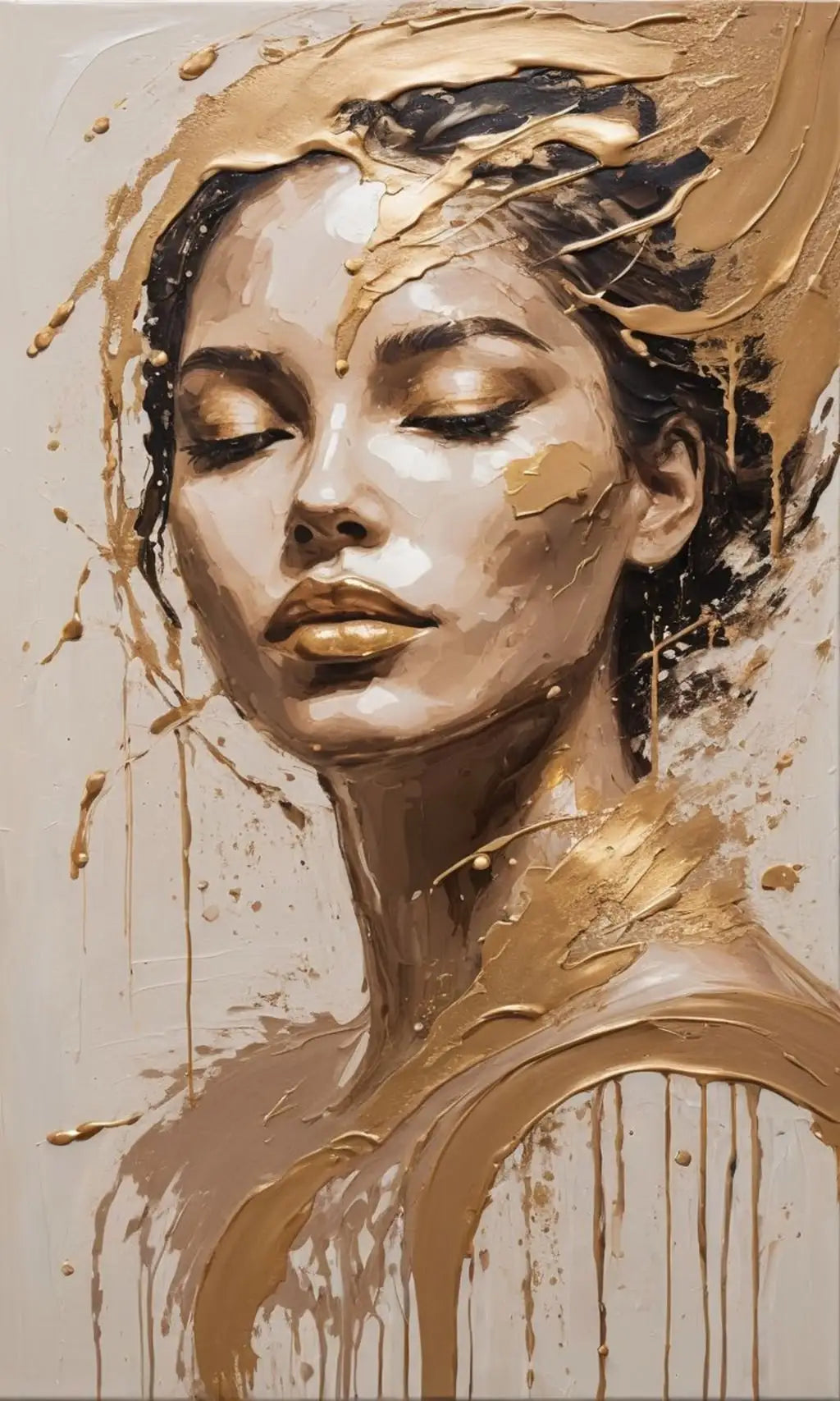 Gold Foil Fashion Woman Portrait Poster Print For Living Room Decor Asbtract Figure Floral Woman Canvas Painting Modern Wall Art