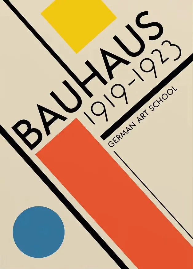Abstract Orange Bauhaus Geometric Poster Pop Art Sunrise & Bicycle Wall Art Prints for Modern Living Room Dormitory Home Decor