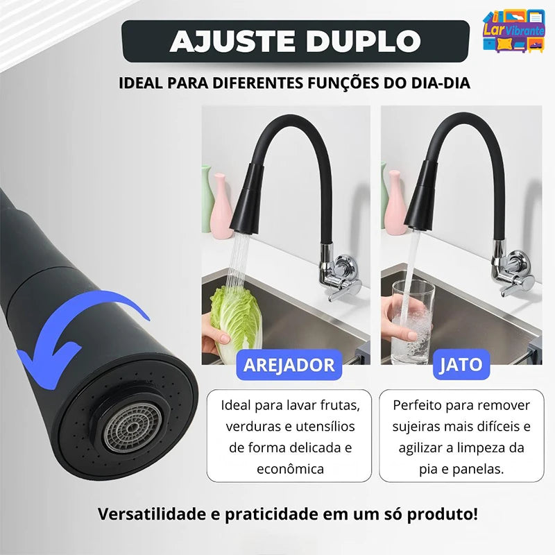 Faucet Flexible Wall Wall Black Gourmet Black-Bright Wall