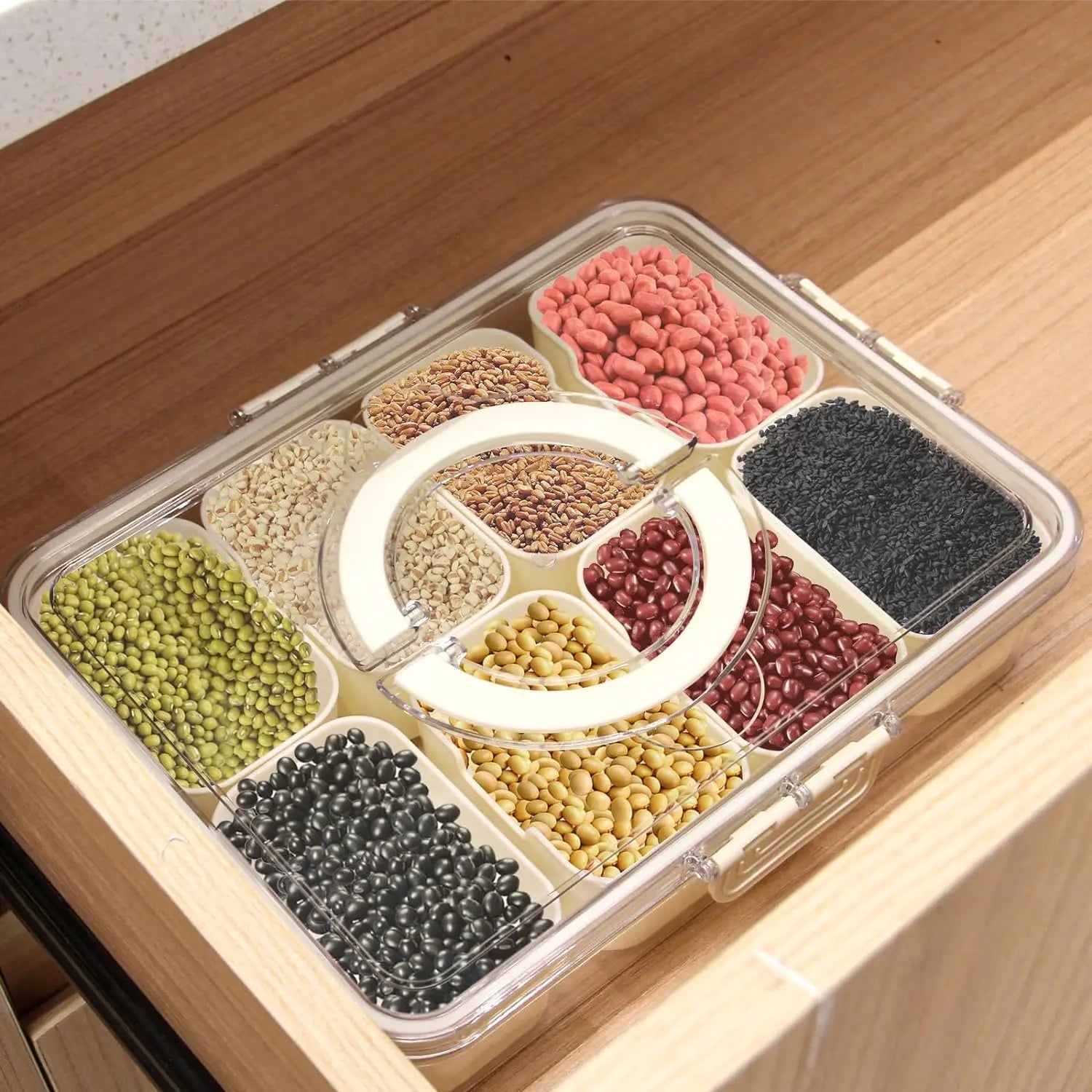 8 Grid Snack Box With Lid Portable Travel Charcuterie Board Refrigerator Food Storage Organizer Container