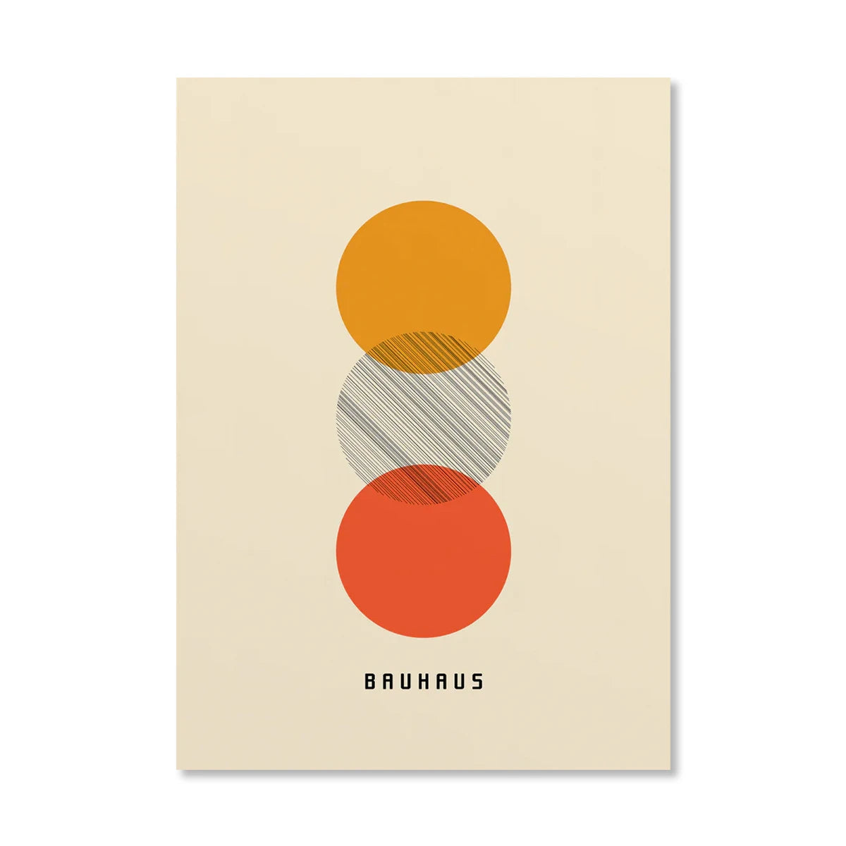 Abstract Orange Bauhaus Geometric Poster Pop Art Sunrise & Bicycle Wall Art Prints for Modern Living Room Dormitory Home Decor