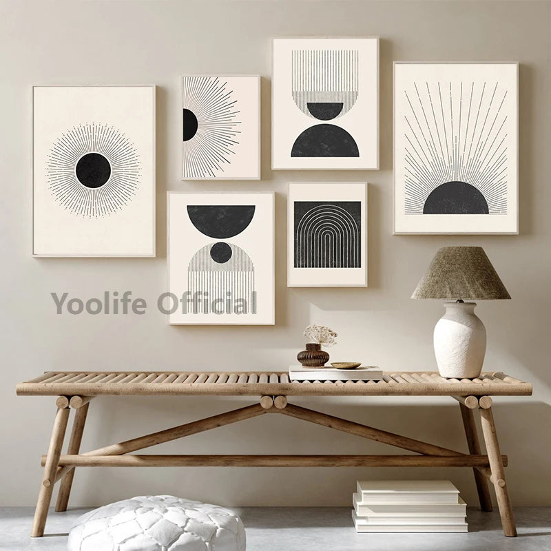 Modern Geometric Rainbow Poster Mind Century Wall Art Canvas Print Boho Decoration Painting Pictures Living Room Home Wall Decor
