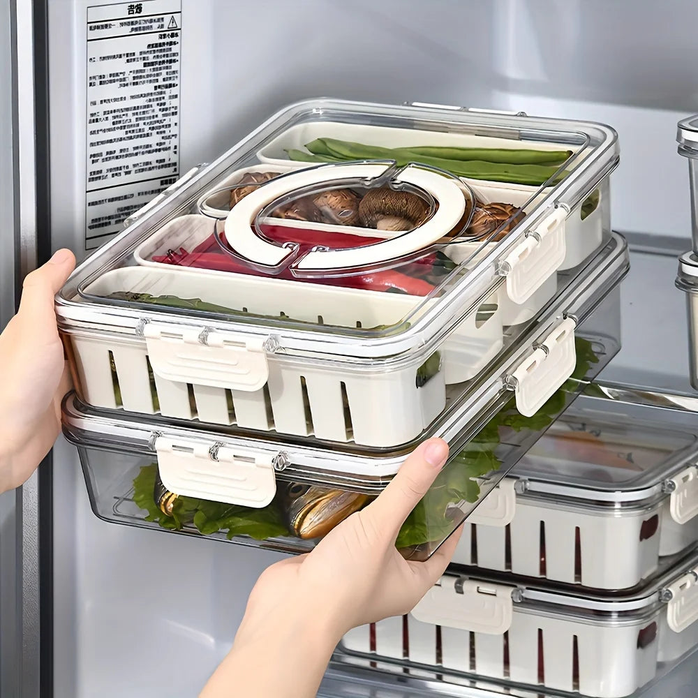 8 Grid Snack Box With Lid Portable Travel Charcuterie Board Refrigerator Food Storage Organizer Container