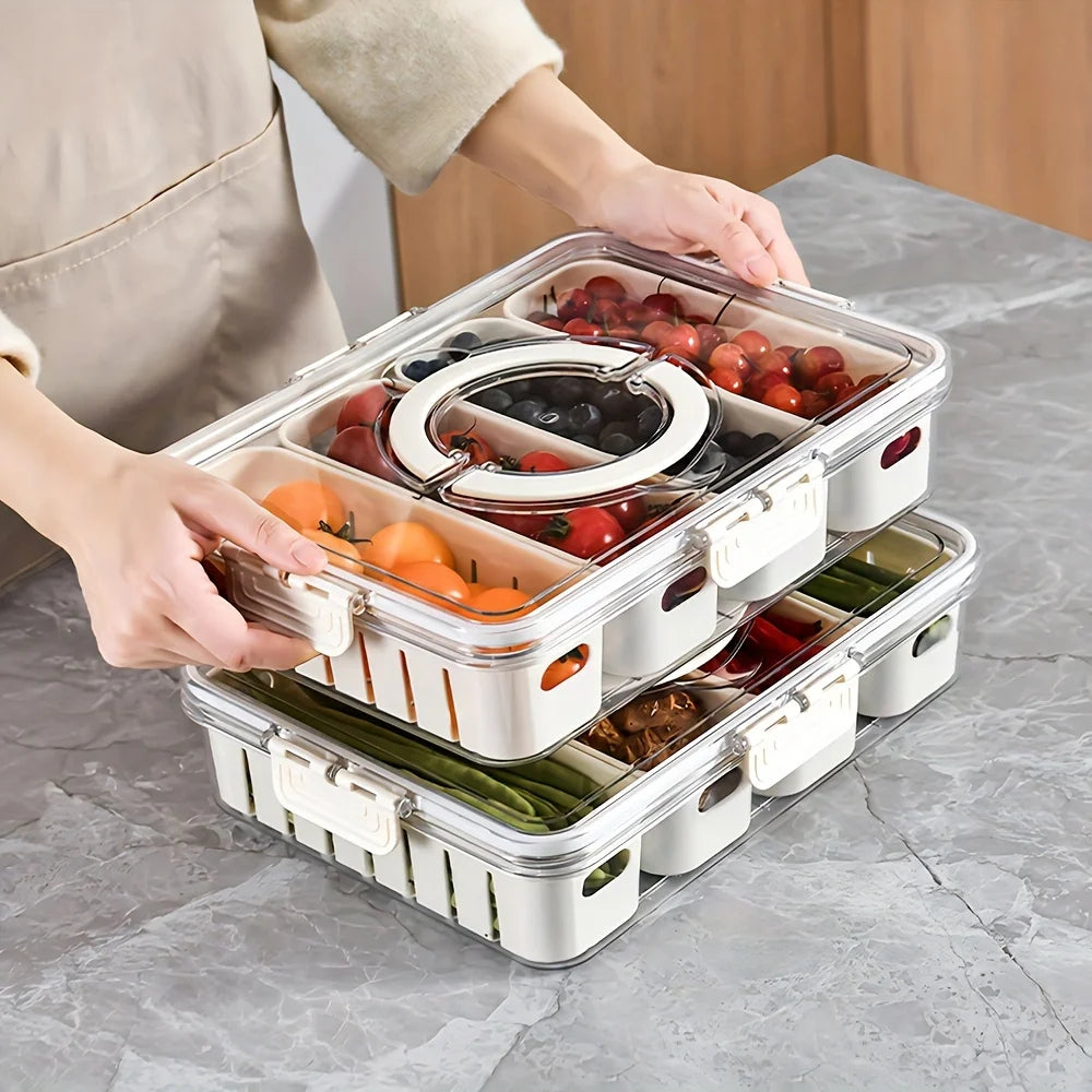 8 Grid Snack Box With Lid Portable Travel Charcuterie Board Refrigerator Food Storage Organizer Container