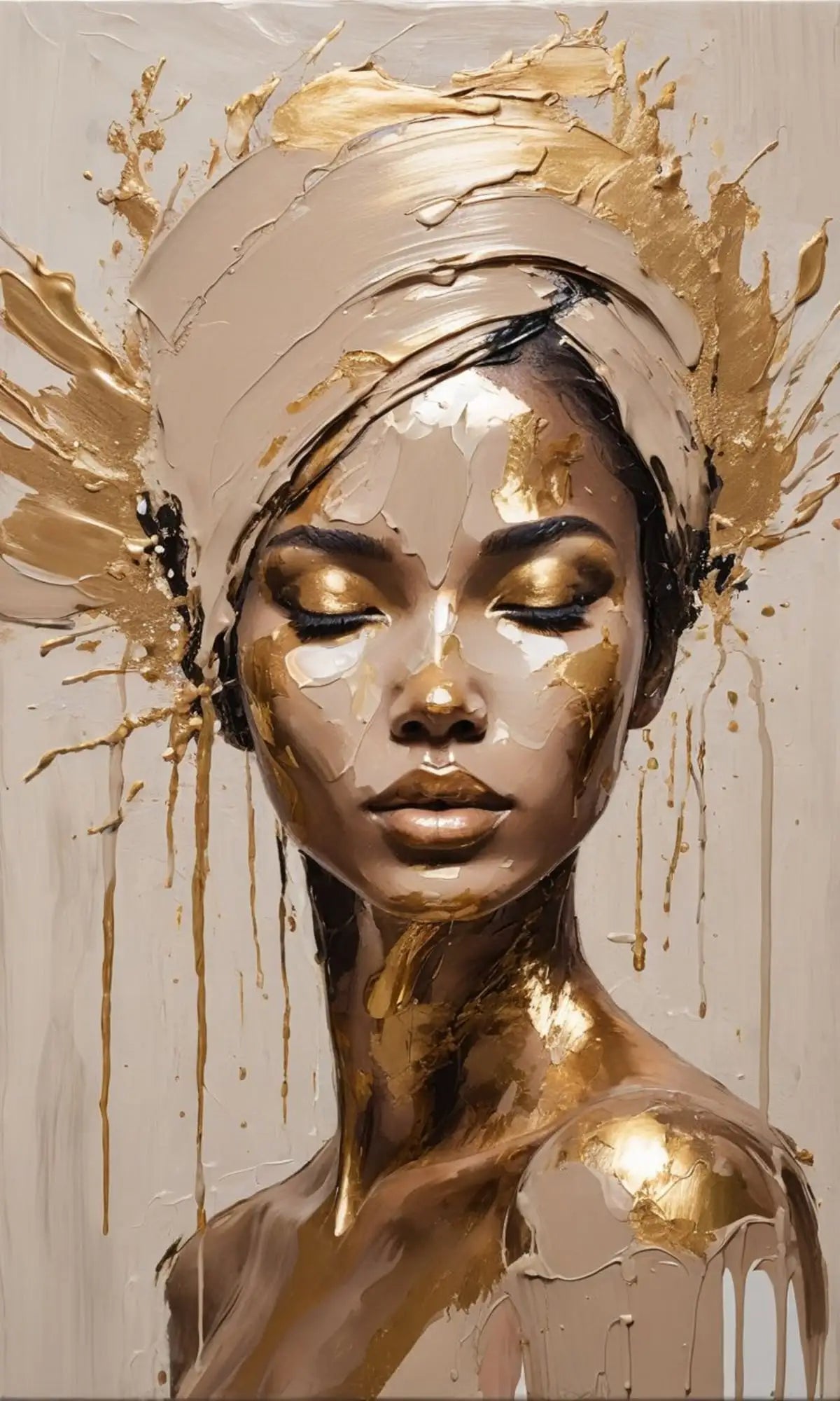 Gold Foil Fashion Woman Portrait Poster Print For Living Room Decor Asbtract Figure Floral Woman Canvas Painting Modern Wall Art