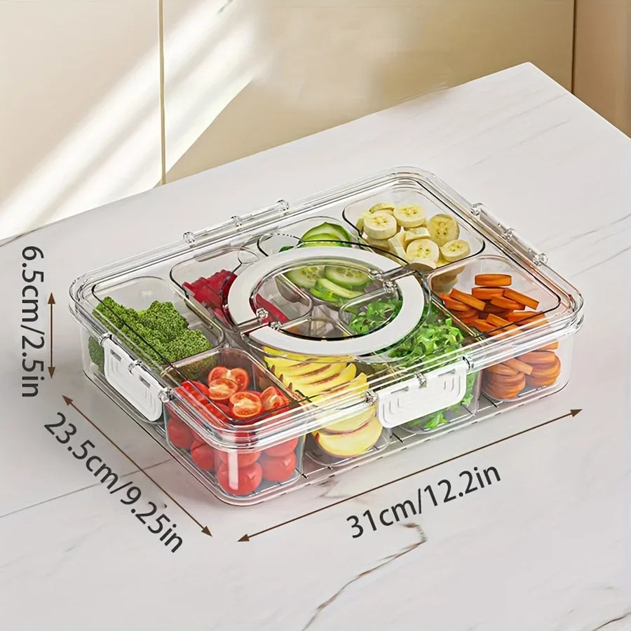 8 Grid Snack Box With Lid Portable Travel Charcuterie Board Refrigerator Food Storage Organizer Container
