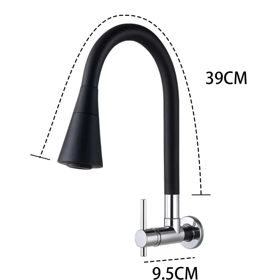 Faucet Flexible Wall Wall Black Gourmet Black-Bright Wall