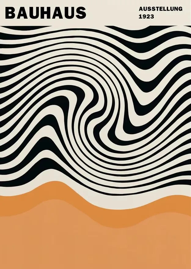 Abstract Orange Bauhaus Geometric Poster Pop Art Sunrise & Bicycle Wall Art Prints for Modern Living Room Dormitory Home Decor