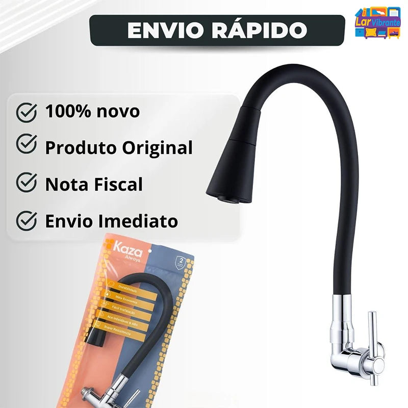 Faucet Flexible Wall Wall Black Gourmet Black-Bright Wall