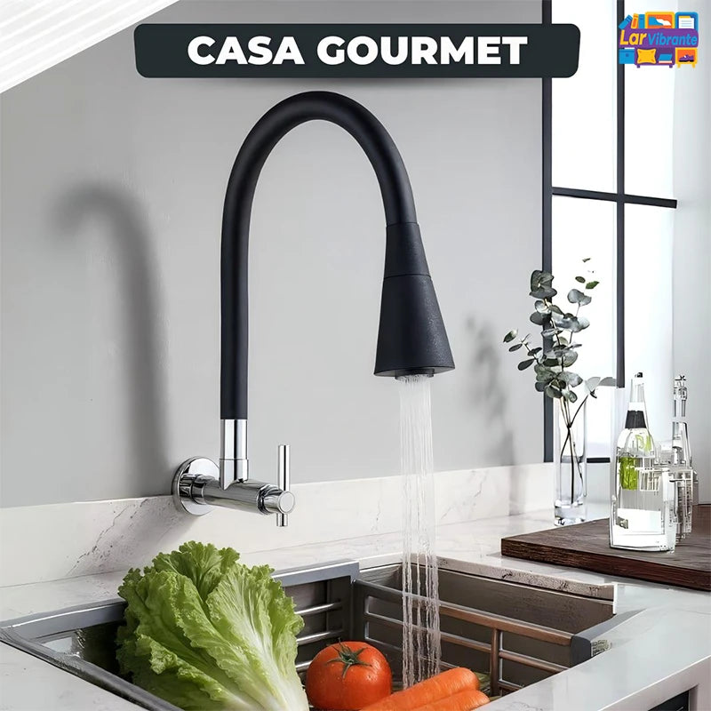 Faucet Flexible Wall Wall Black Gourmet Black-Bright Wall