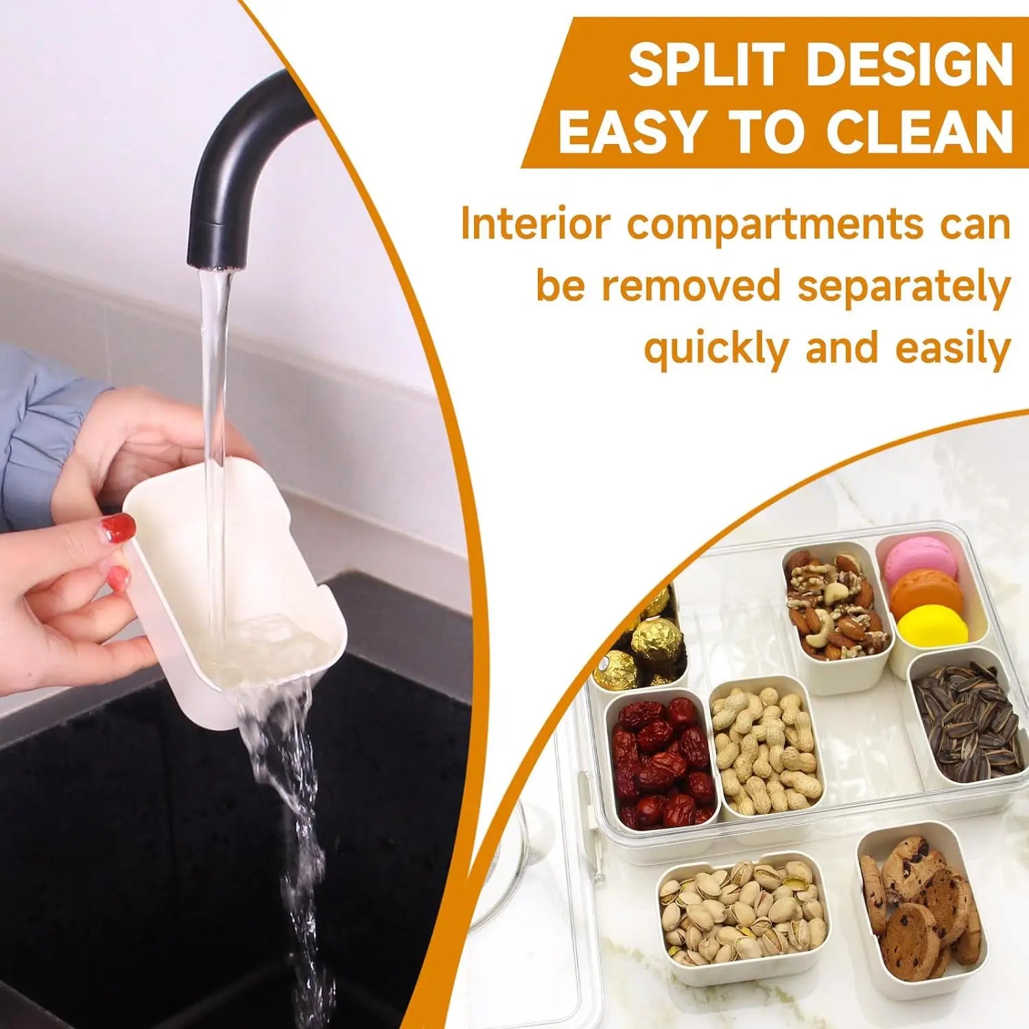 8 Grid Snack Box With Lid Portable Travel Charcuterie Board Refrigerator Food Storage Organizer Container