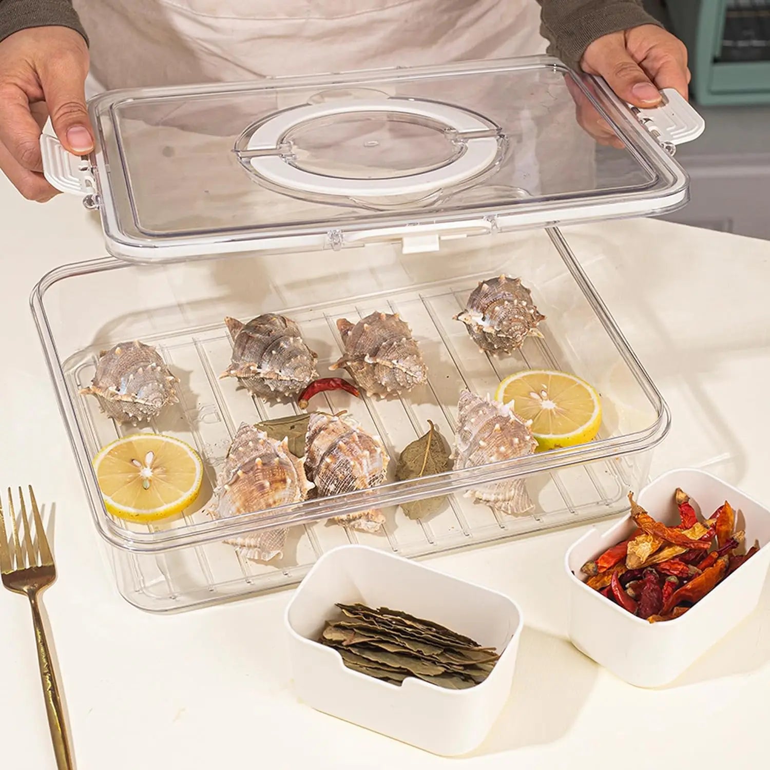 8 Grid Snack Box With Lid Portable Travel Charcuterie Board Refrigerator Food Storage Organizer Container