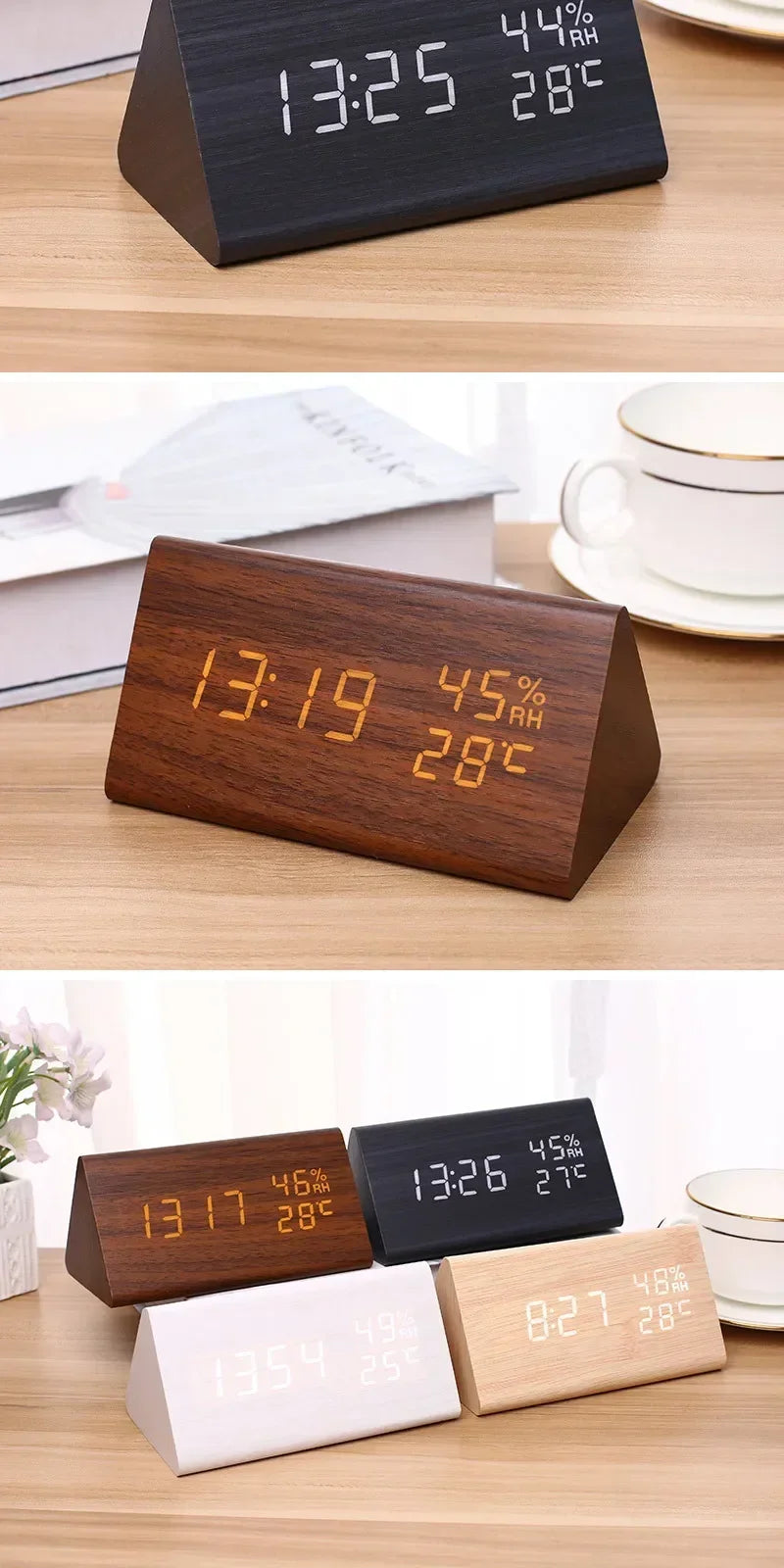 LED Student Alarm Clock Simple Wall Clock Temperature Display Sound Control Table Clock Desktop Home Decor Garden