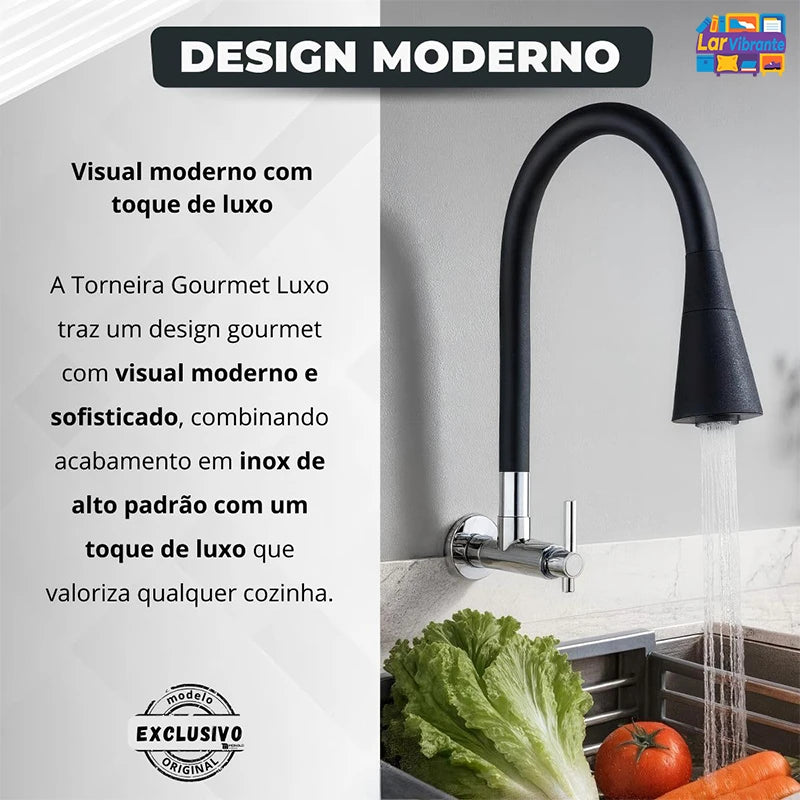 Faucet Flexible Wall Wall Black Gourmet Black-Bright Wall