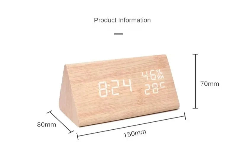 LED Student Alarm Clock Simple Wall Clock Temperature Display Sound Control Table Clock Desktop Home Decor Garden