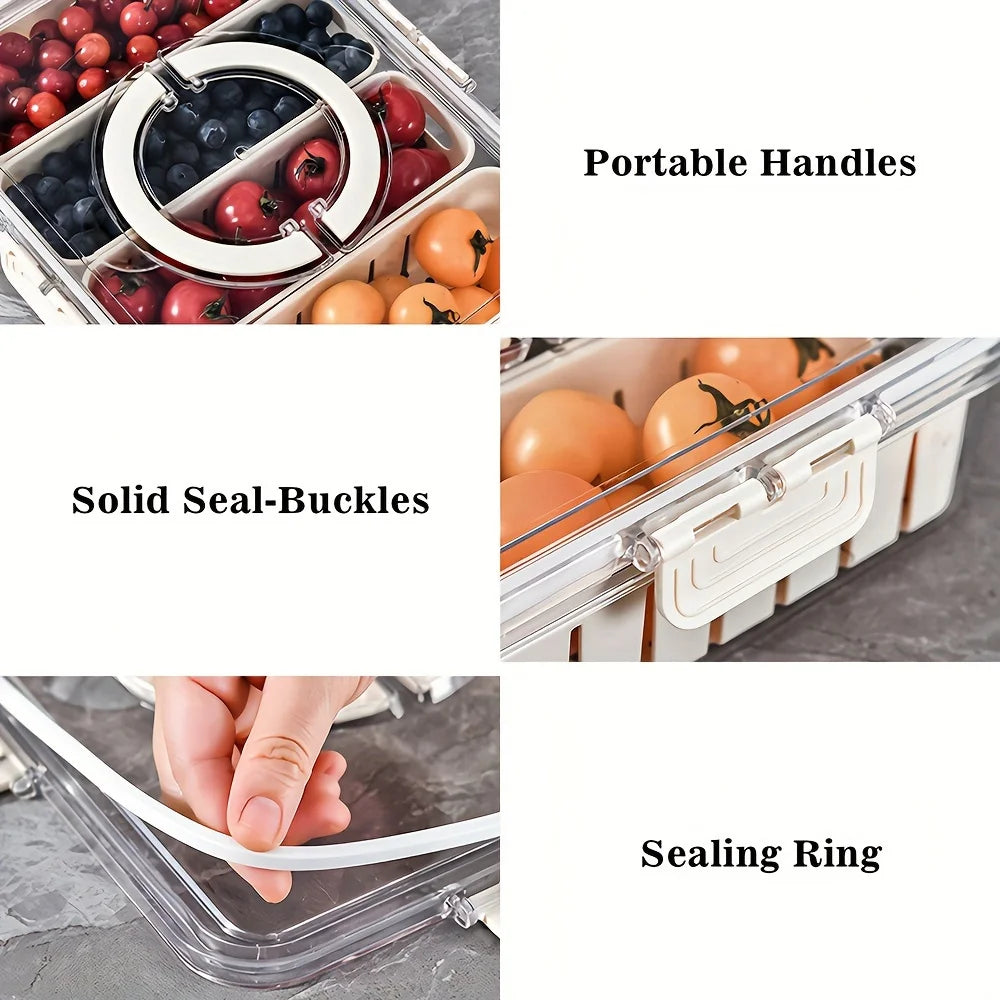 8 Grid Snack Box With Lid Portable Travel Charcuterie Board Refrigerator Food Storage Organizer Container