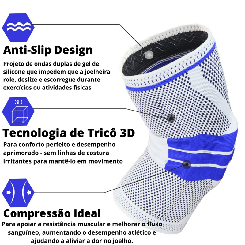 MAIS CONFORTO E SUPORTE, JOELHEIRA DE PRESSÃO PRO GEL 3D